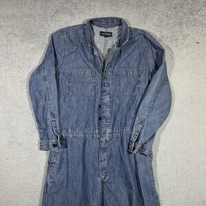 Lucky Brand Boiler Suit Jumpsuit Denim Cotton Pockets Blue Womens XL #2305